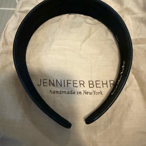New Jennifer Behr Elegant Black Cruz Genuine Leather Headband - Picture 3 of 4